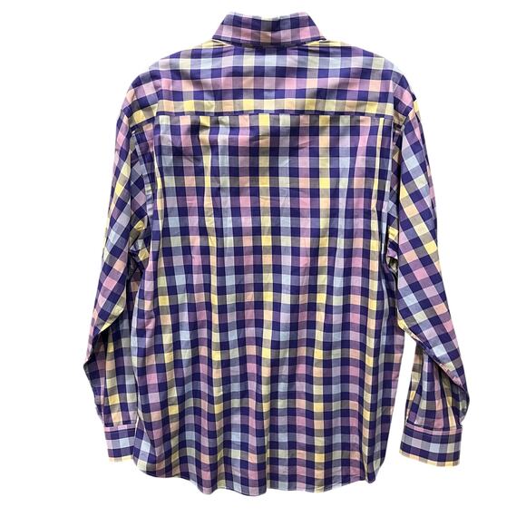 Robert Talbott Shirt - Mens Large - Blue Pink Plaid- Button Down-LS-100% Cotton - Picture 2 of 9